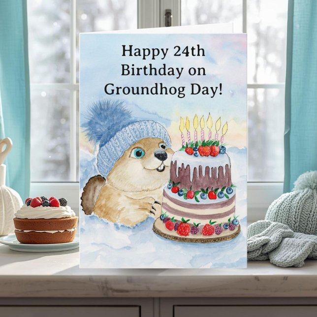  Happy 24th Groundhog Day Birthday  Karte (Von Creator hochgeladen)