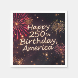 Happy 250. Geburtstag Amerika mit Feuerwerken Serviette