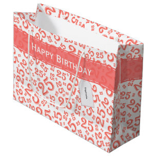 Happy 25. Geburtstag Ccoral Random Number Pattern Große Geschenktüte