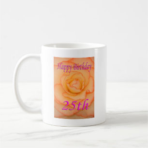 Happy 25. Geburtstag Gelbe Blume mit rosa Trim Kaffeetasse