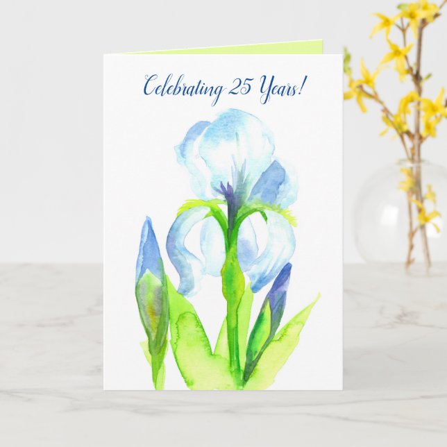 Happy 25. Hochzeit Jubiläum Wasserfarbe Iris Karte (Gelbe Blume)