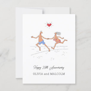 Happy 25. Silver Wedding Anniversary Couple Heart Postkarte
