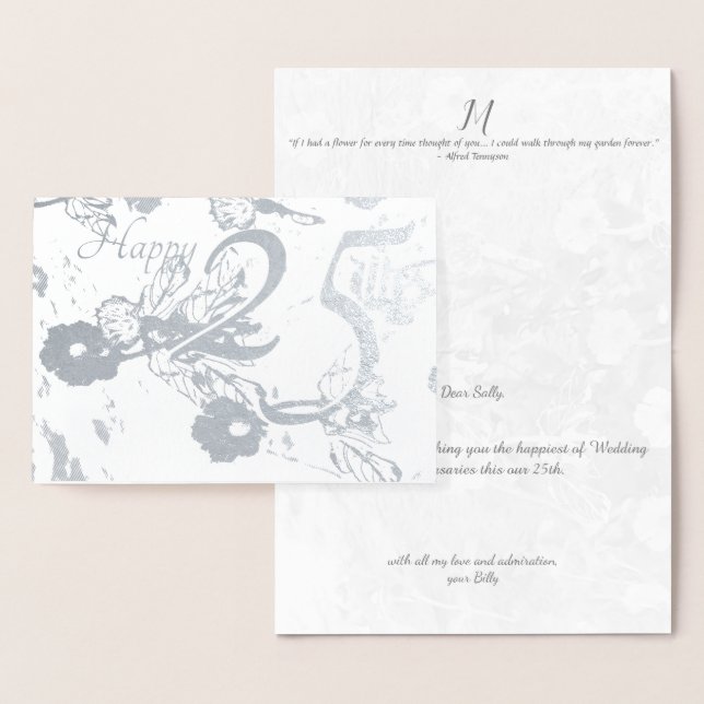 Happy 25 th Silver Wedding Anniversary Foil Card Folienkarte (Anzeige)