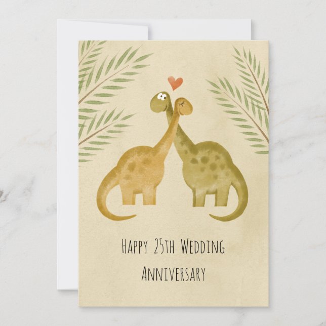 Happy 25 th Wedding Anniversary Dinosaurier Card (Vorderseite)