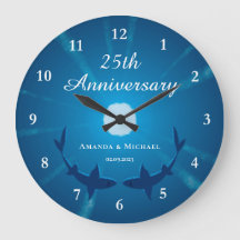 Happy 25. Wedding Anniversary Couple Sharks Moon