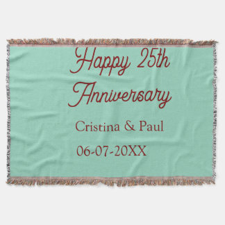 Happy 25th aniversary green mauve pastel boho retr decke