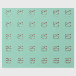 Happy 25th aniversary green mauve pastel boho retr geschenkpapier