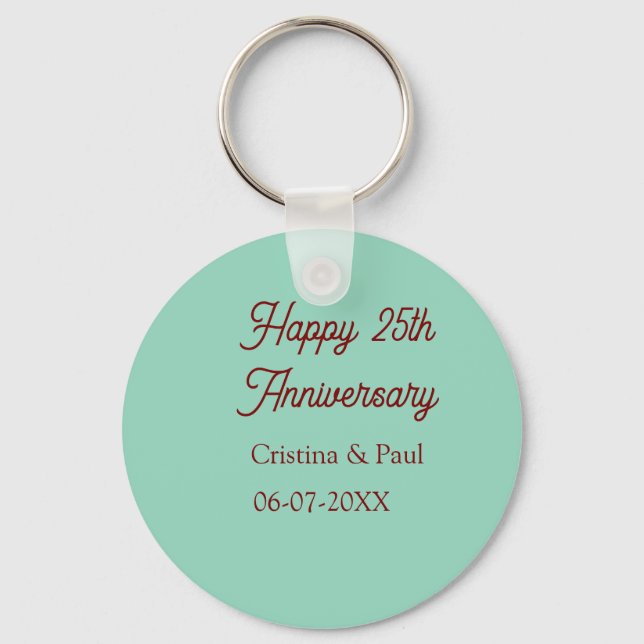 Happy 25th aniversary green mauve pastel boho retr schlüsselanhänger (Vorderseite)