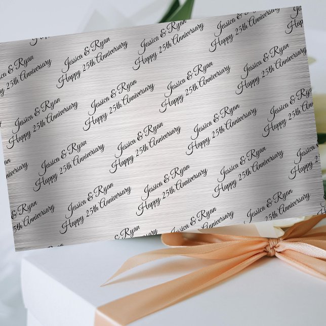 Happy 25th Anniversary DIY Names/Year Black Script Seidenpapier (Von Creator hochgeladen)