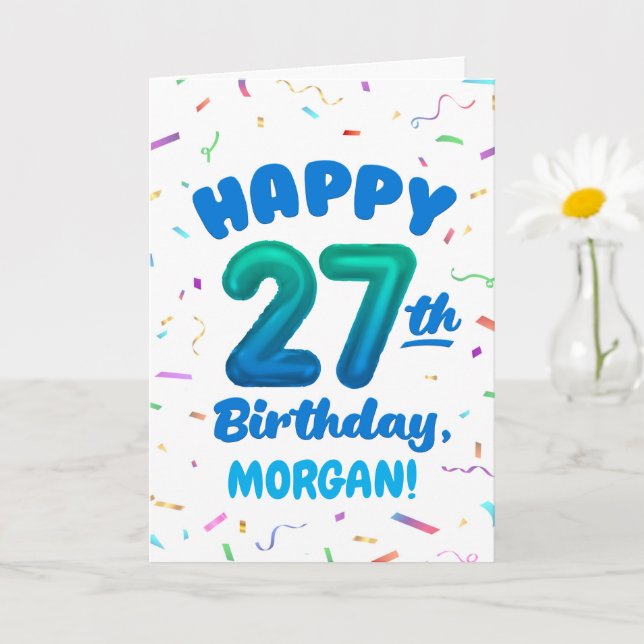 Happy 27th Birthday Card with Custom Name Karte (Kleine Pflanze)