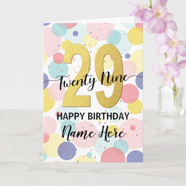 Happy 29. Geburtstag Pastel Rainbow Gold Frau Karte (Orchidee)