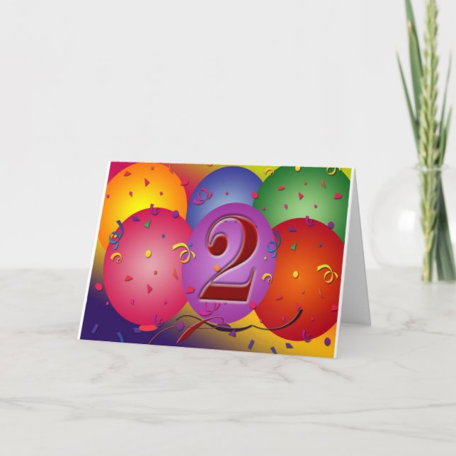 Happy 2. Geburtstag Balloons Karte (Vorderseite)