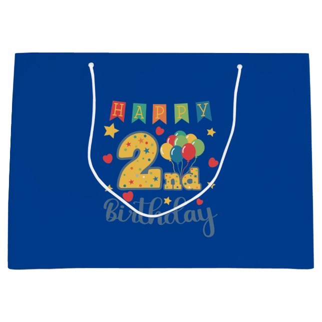 Happy 2. Geburtstag Große Geschenktasche Geschenktüte (Vorderseite)