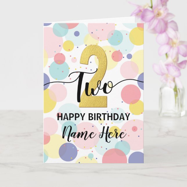 Happy 2. Geburtstag Pastel Rainbow Gold Frau Karte (Orchidee)