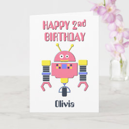 Happy 2. Geburtstag Pink Robot Karte
