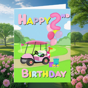 Happy 2. Geburtstag Polka Dot Pink Girly Golf Card Karte