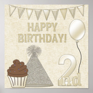 Happy 2. Geburtstag Poster Print