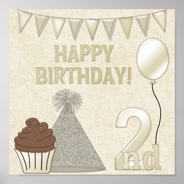 Happy 2. Geburtstag Poster Print (Vorne)