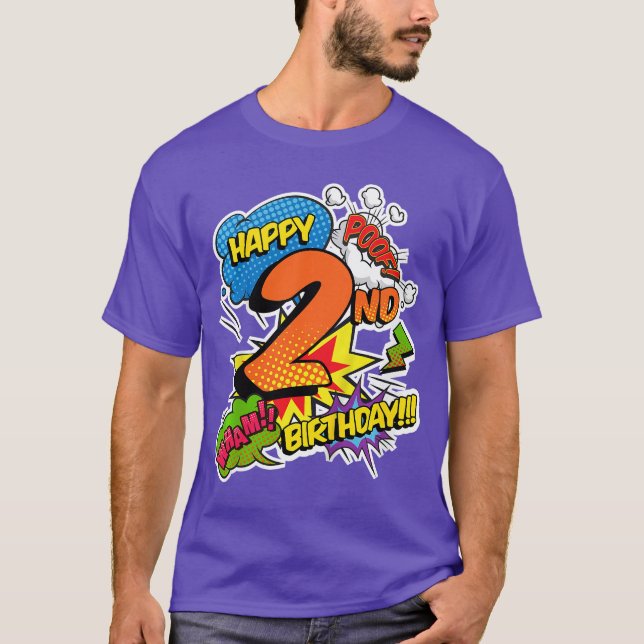 Happy 2nd Birthday Boys Comic Style superpower Sup T-Shirt (Vorderseite)