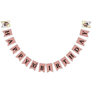 Happy 30. Geburtstag Foto Rose Gold Glitzer Wimpelkette