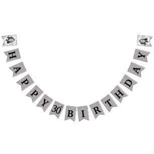 Happy 30. Geburtstag Foto Silberner Glitzer Wimpelkette