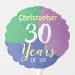 Happy 30. Geburtstagsballon Ballon<br><div class="desc">30. Geburtstagsballon. Feiern Sie einen Geburtstag mit einem personalisierten Ballon,  der den Namen des Empfängers und die Anzahl der Jahre zeigt. Ballon für einen 30-jährigen.</div>