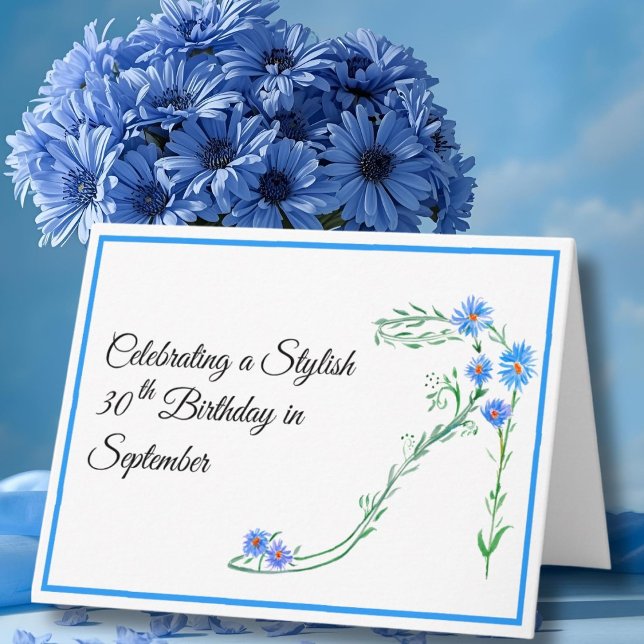 Happy 30. September Geburtstag Blue Aster Blume Karte (Von Creator hochgeladen)