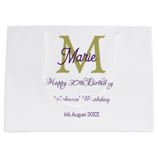 Happy 30th Birthday goldenadd name monogram modern Große Geschenktüte