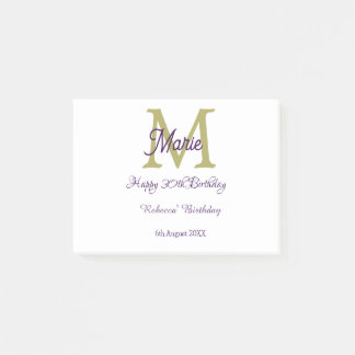 Happy 30th Birthday goldenadd name monogram modern Post-it Klebezettel