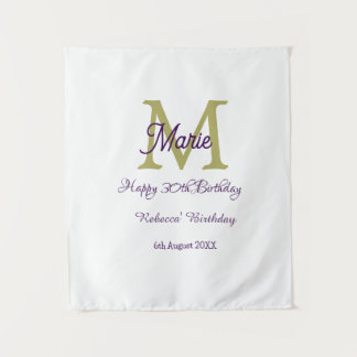 Happy 30th Birthday goldenadd name monogram modern Wandteppich