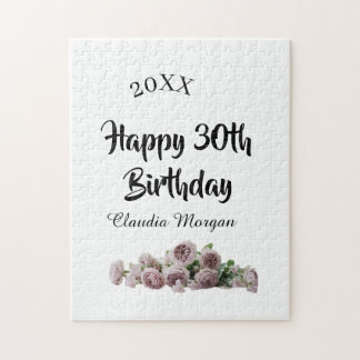 Happy 30th birthday pink white mauve floral name y
