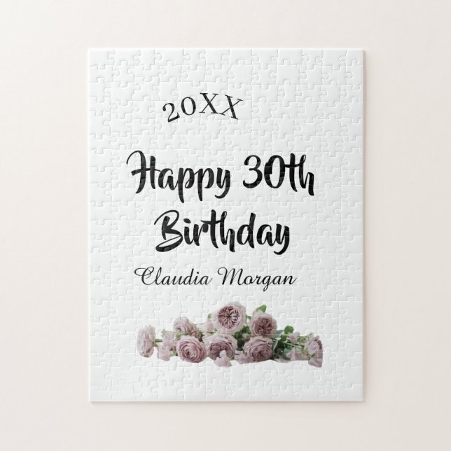 Happy 30th birthday pink white mauve floral name y (Vertikal)