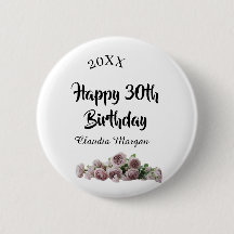 Happy 30th birthday pink white mauve floral name y