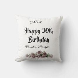 Happy 30th birthday pink white mauve floral name y kissen