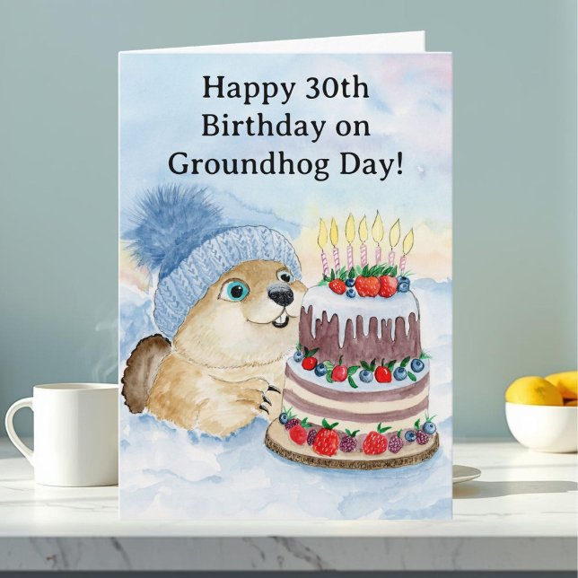  Happy 30th Groundhog Day Birthday  Karte (Von Creator hochgeladen)