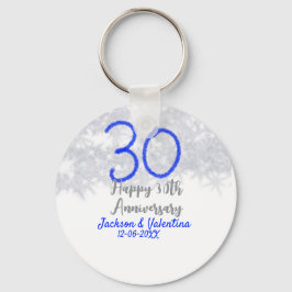 Happy 30th wedding anniversary silver blue glitter schlüsselanhänger