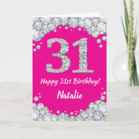Happy 31. Geburtstag Hot Pink Silver Glitzer