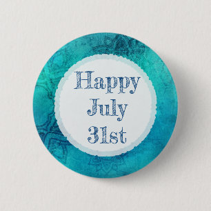 Happy 31. Juli Blue Mandala Button