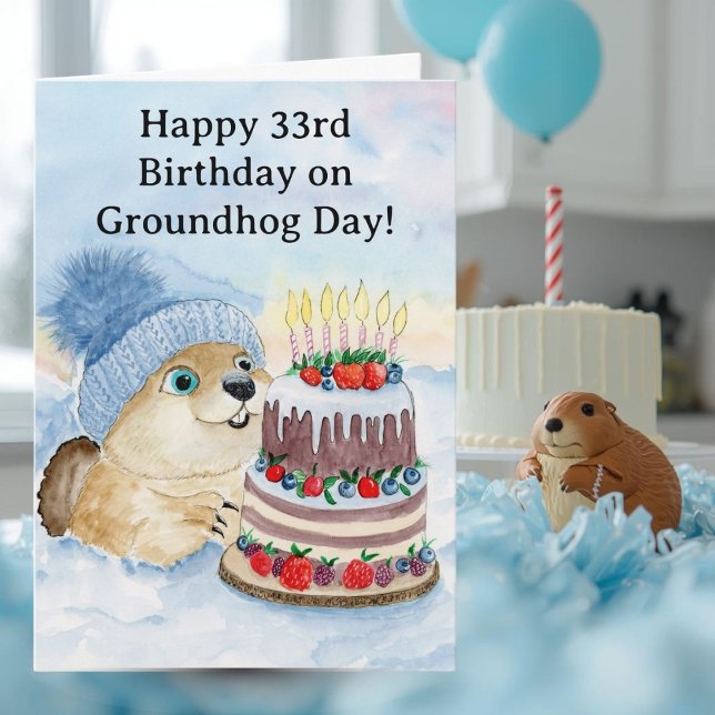  Happy 33rd Groundhog Day Birthday  Karte (Von Creator hochgeladen)