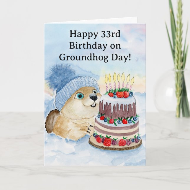 Happy 33rd Groundhog Day Birthday  Karte (Vorderseite)