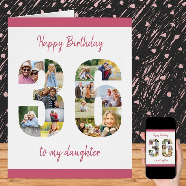 Happy 36th Birthday Daughter Big 36 Photo Collage (Von Creator hochgeladen)