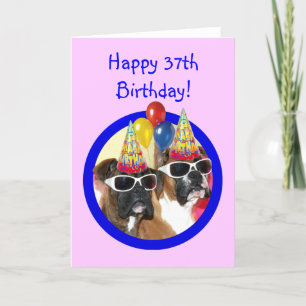 Happy 37. Geburtstag Boxer Hunde Karte
