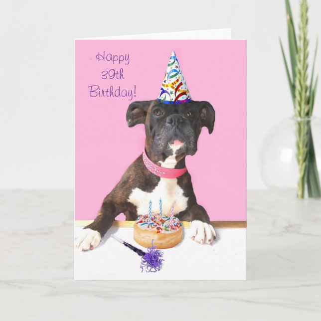 Happy 39. Geburtstag Boxer Dog Grußkarte Karte (Vorderseite)