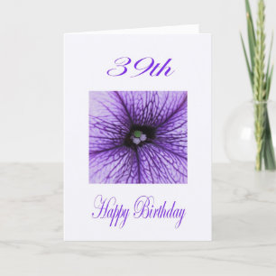 Happy 39th Birthday purple Blossom Karte