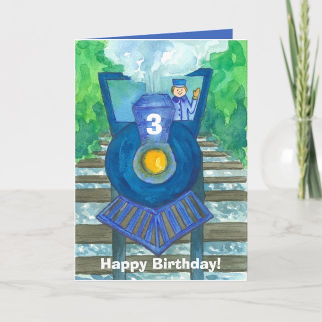 Happy 3. Geburtstag Dampfzug Custom Karte (Vorderseite)