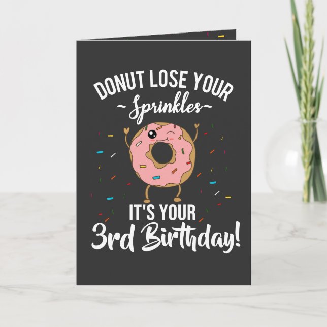 Happy 3. Geburtstag Donut Thema Funny Karte (Vorderseite)