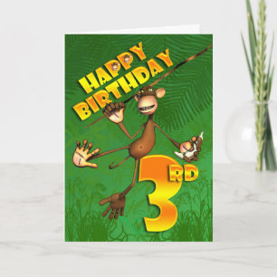 Happy 3. Geburtstag Monkey Banana Karte