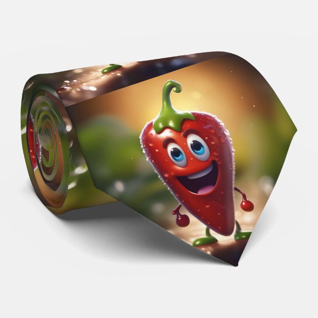 Happy 3D Animated Chili Bean, Krawatte (Gerollt)