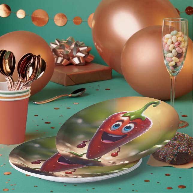 Happy 3D Animated Chili Bean, Pappteller (Multi)