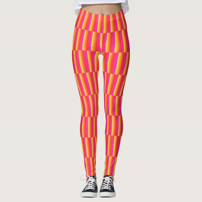Happy 3D Rainbow Tiles Pattern Leggings (Vorderseite)